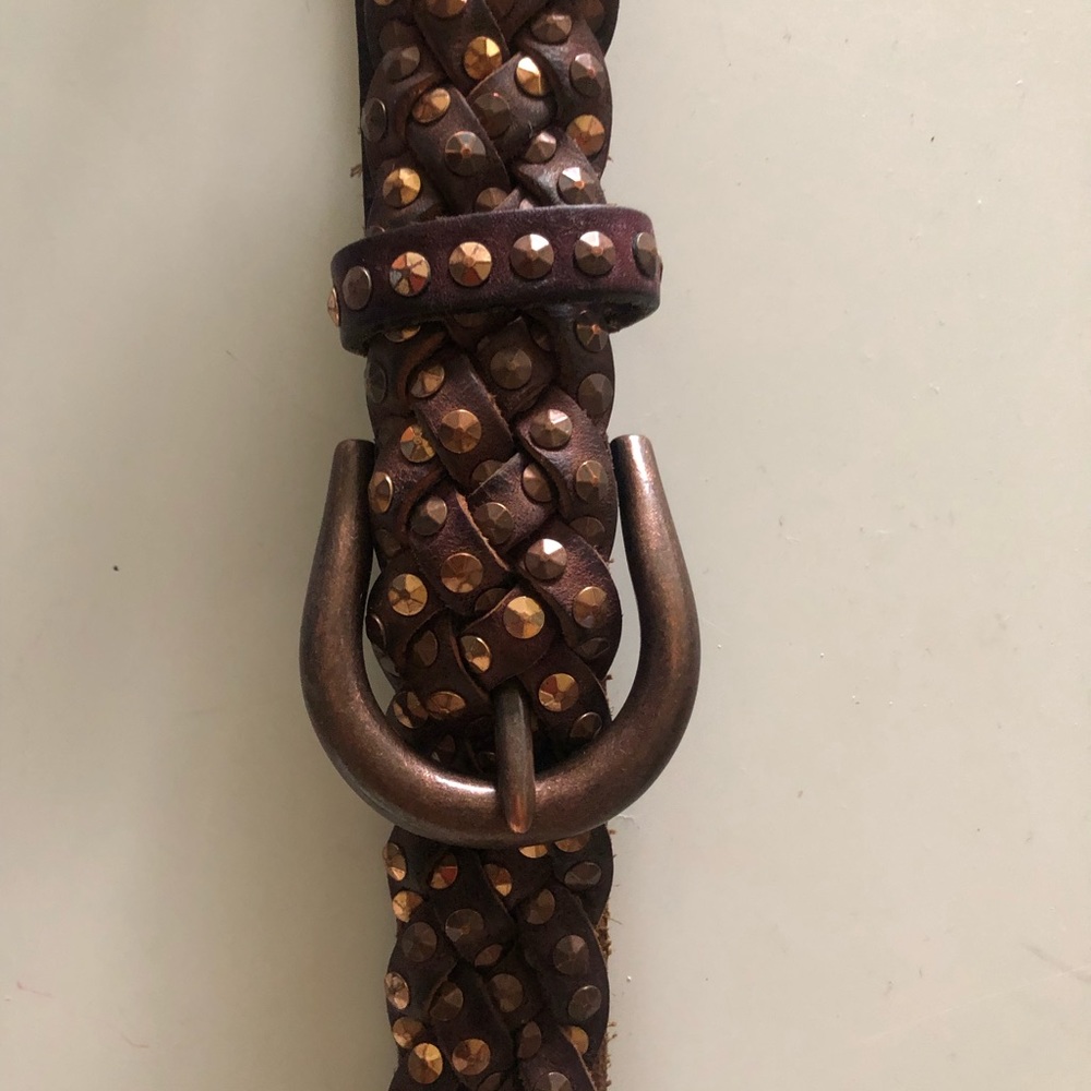 B Belt braided leather belt w/ Copper Rivets